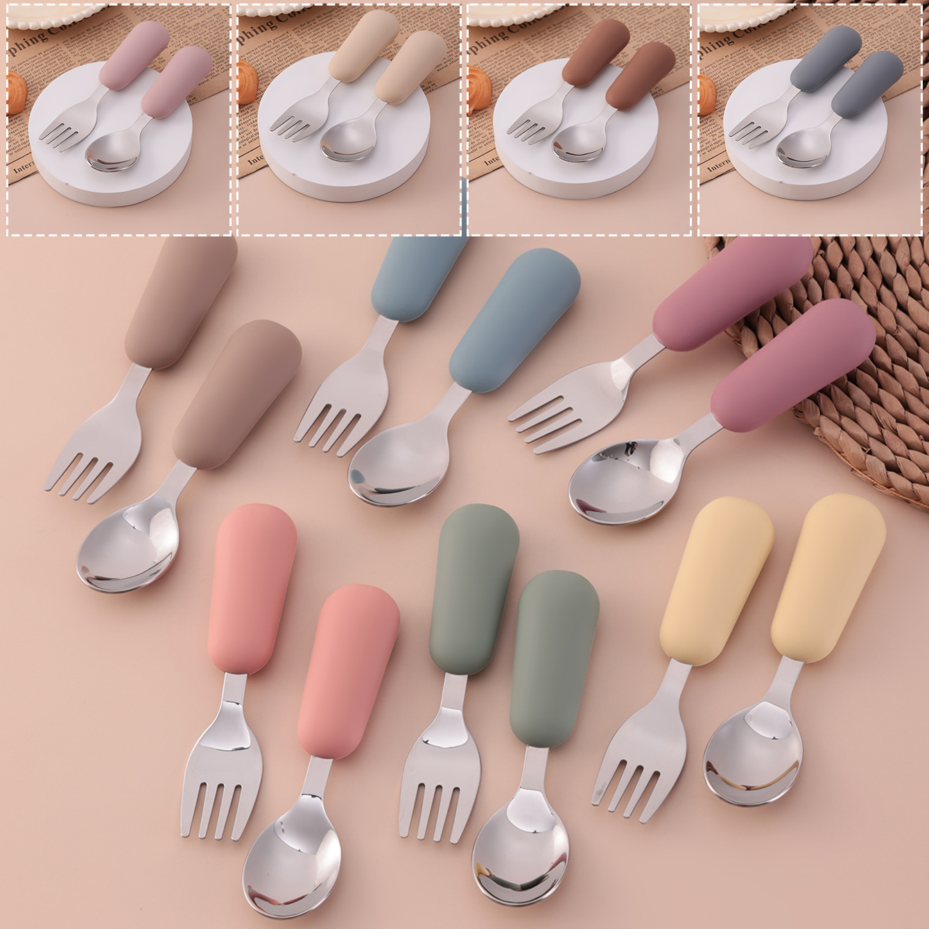 Baby Food Feeder - Цветная детская вилка из нержавеющей стали,