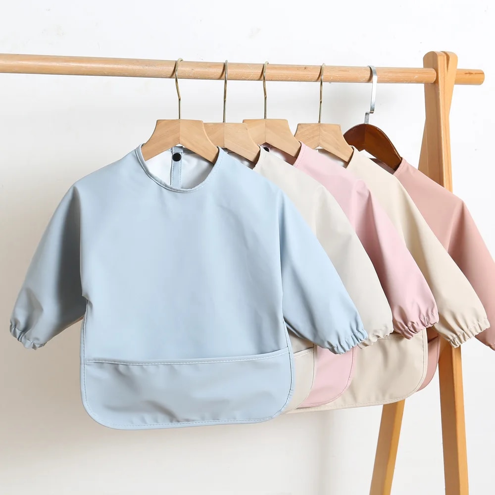 Bib Long Sleeve - Сплошные цветные нагрудники для кормления детей