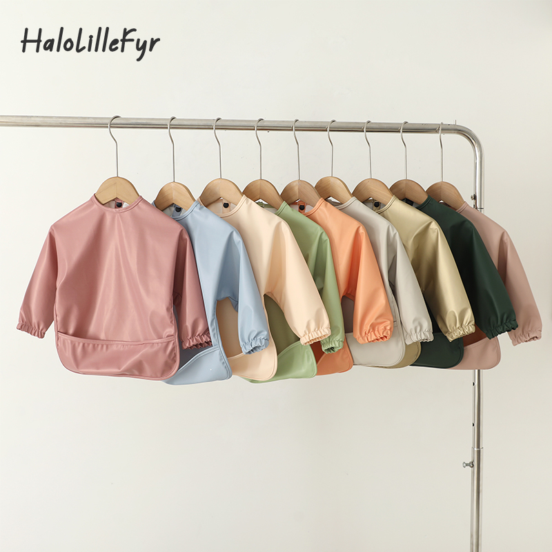 Bib Long Sleeve - Детские нагрудники, однотонный художественный халат с